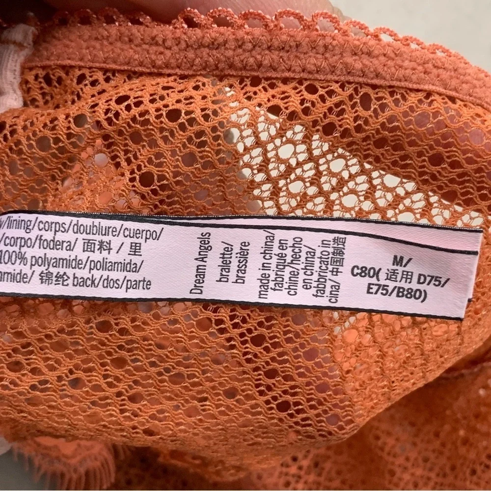 PINK Victoria Secret Women Medium Bralette Pull On Rustic Orange‎ Dream Angels